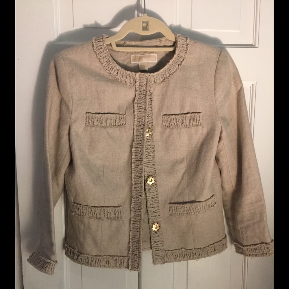 Michael Kors tan linen jacket size 4